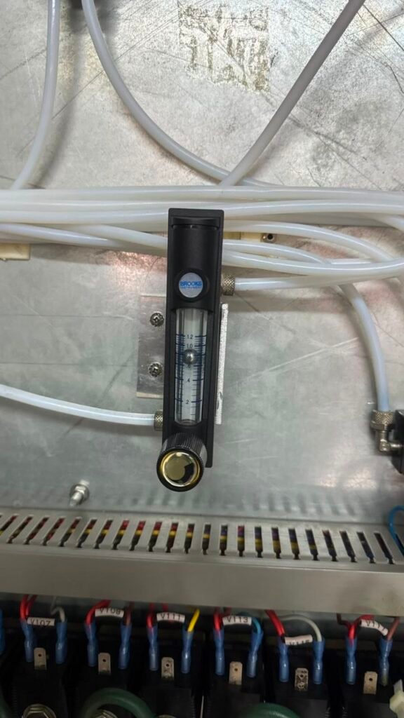 Brooks flowmeter mounted on marine fixed gas detection control panel