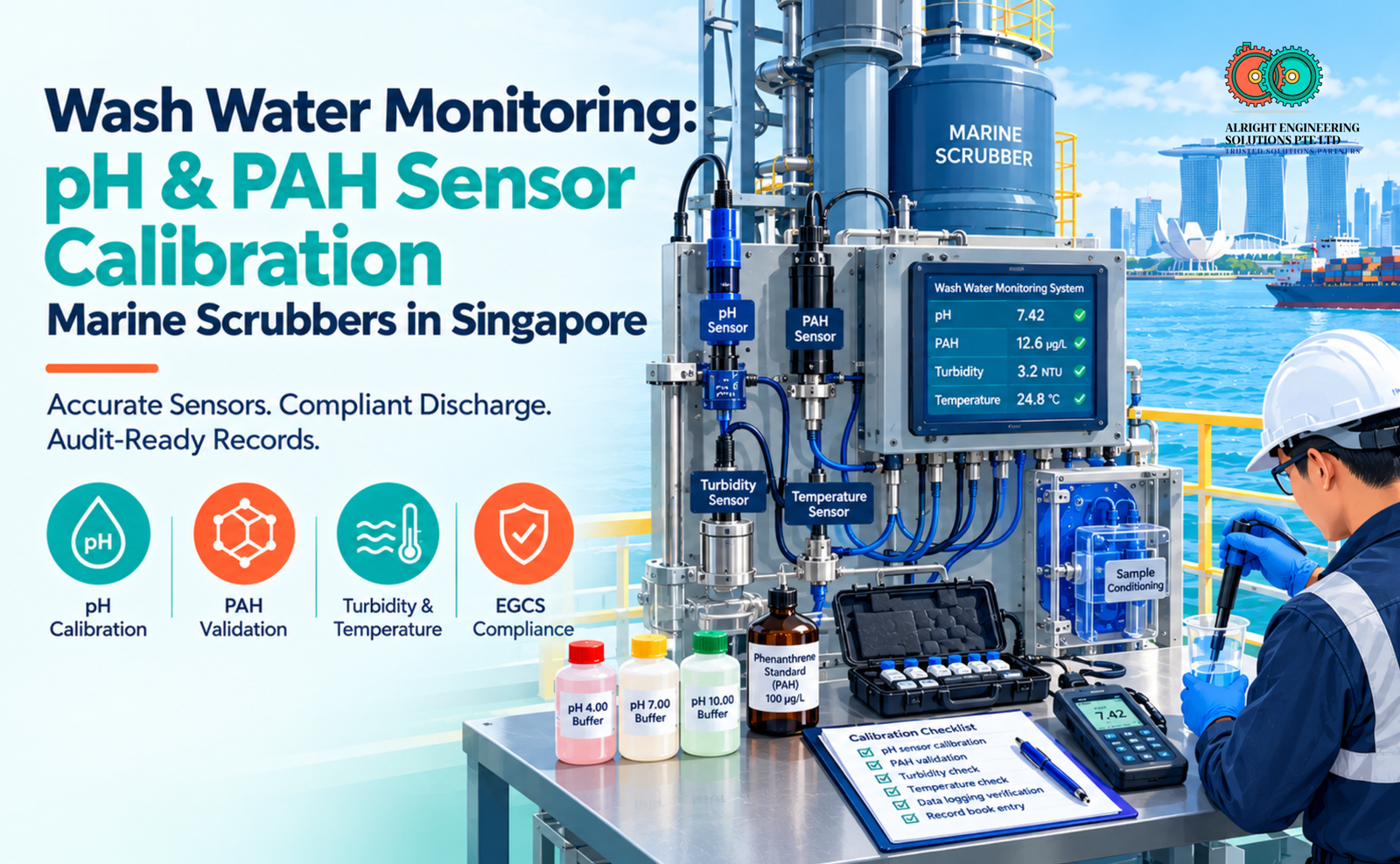 Wash Water Monitoring: pH and PAH Sensor Calibration for Marine Scrubbers